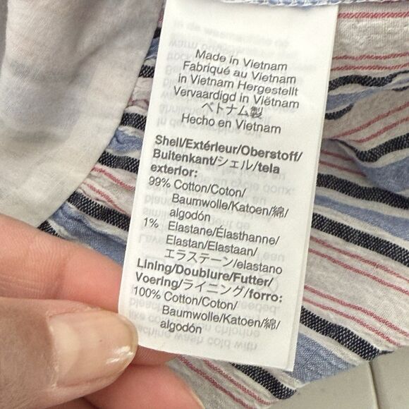 J.Crew Mercantile Dress Size M Striped Off The Shoulder Short Sleeve Americana - Picture 10 of 11